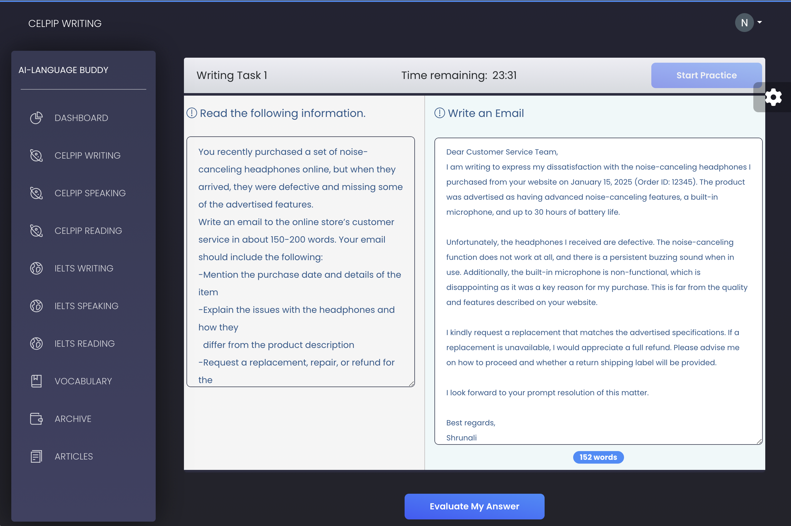 Writing Task Simulator